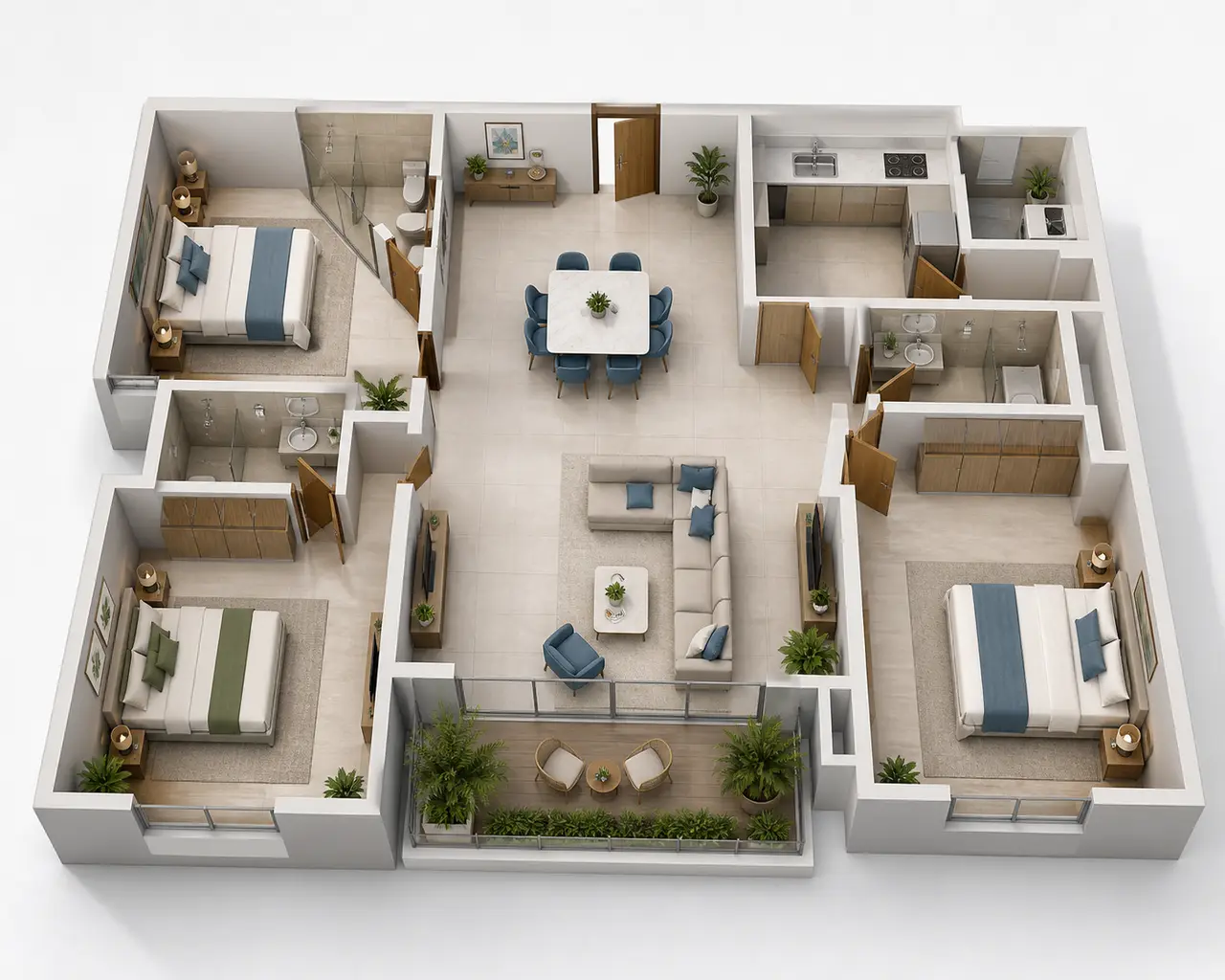 Urbanrise The Living Wave 3 BHK + 3 toilets floor plan image