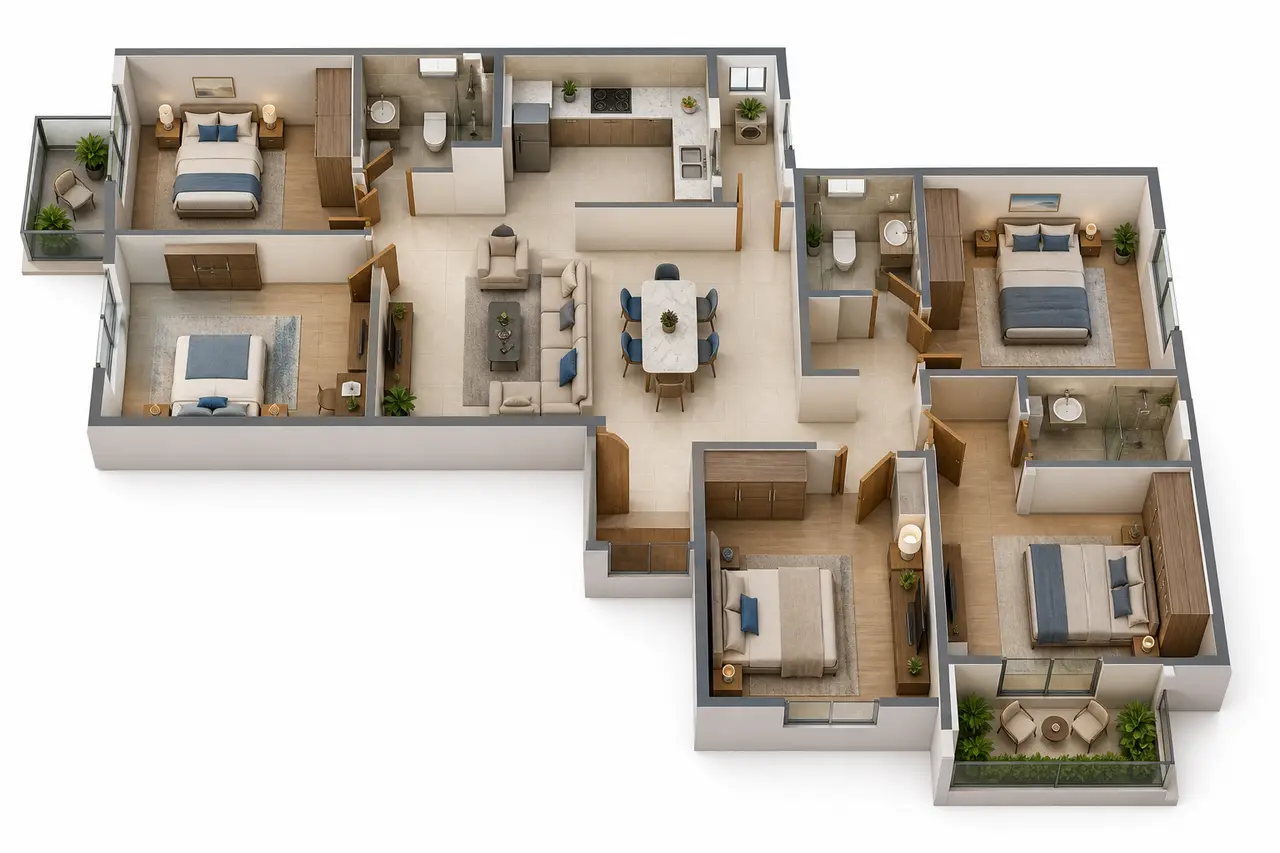 Urbanrise The Living Wave 4 BHK + 3 toilets floor plan image